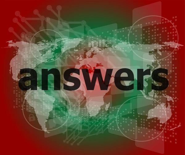 Education concept: words answers on digital background — Stock Photo, Image
