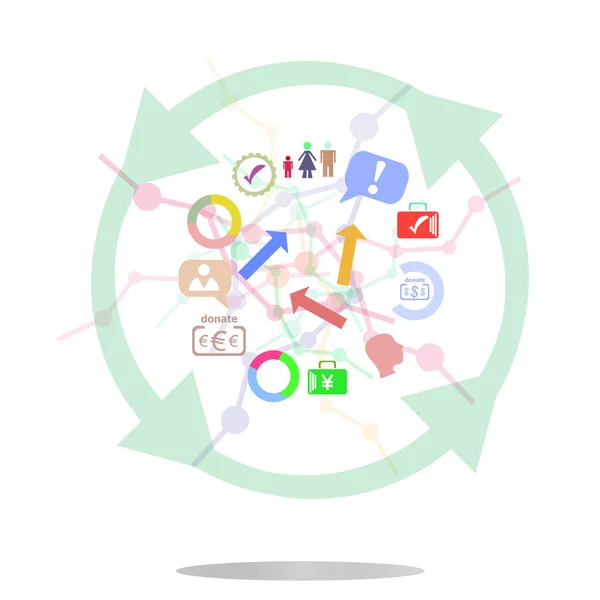 Thin-Line-Symbol mit flachem Gestaltungselement des Geschäftsdiagramms, Erfolgsstatistiken von Unternehmen, Unternehmensdaten, Marktanalyse, Kuchendiagramm, Entwicklungsaussichten. moderner Stil — Stockfoto