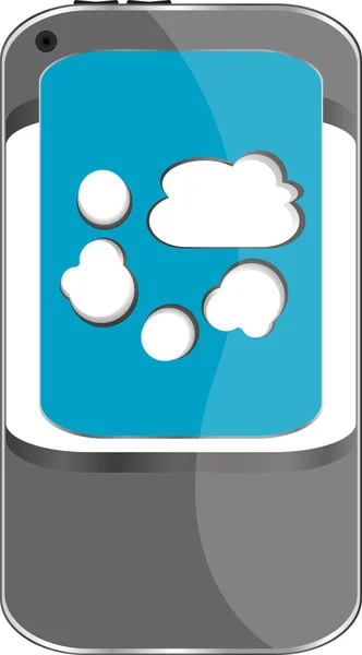 Mobiele telefoon met een bewolkte hemel op het scherm. 3D-beeld — Stockfoto