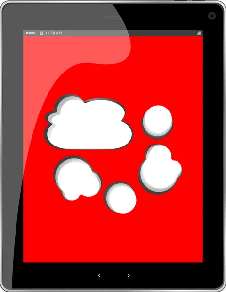 Conexión de computación en nube en la tableta digital pc. Imagen conceptual. Aislado sobre blanco . —  Fotos de Stock