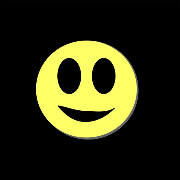 Sonrisa alegre amarilla moderna. Feliz emoticono. Aislado sobre fondo negro —  Fotos de Stock