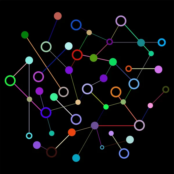 社会网络图形的概念。丝网、 现代混沌科学与技术对象的几何设置多边形结构 — 图库照片