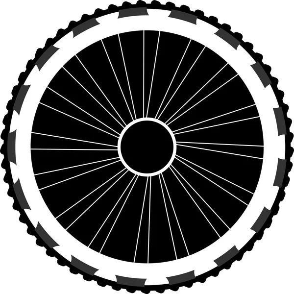 Silhouette of a bicycle wheel isolated on white — Stock Photo, Image