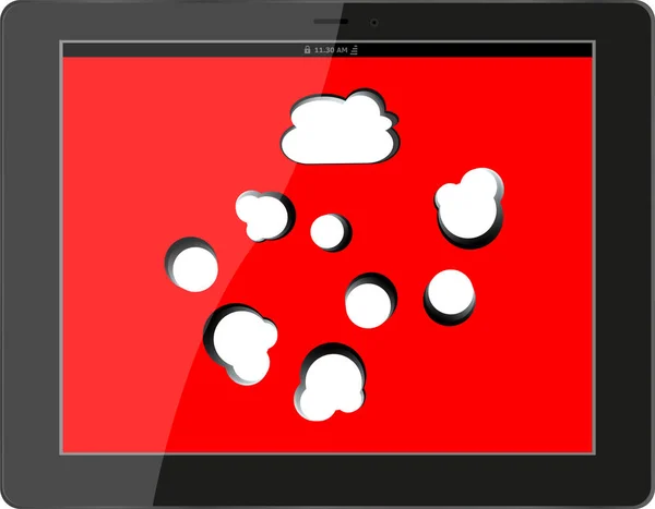 Conexión de computación en nube en la tableta digital pc. Imagen conceptual. Aislado sobre blanco — Foto de Stock