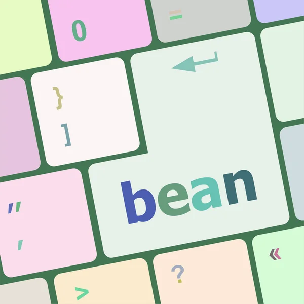 Bean palavra na tecla do teclado, botão do computador notebook — Fotografia de Stock