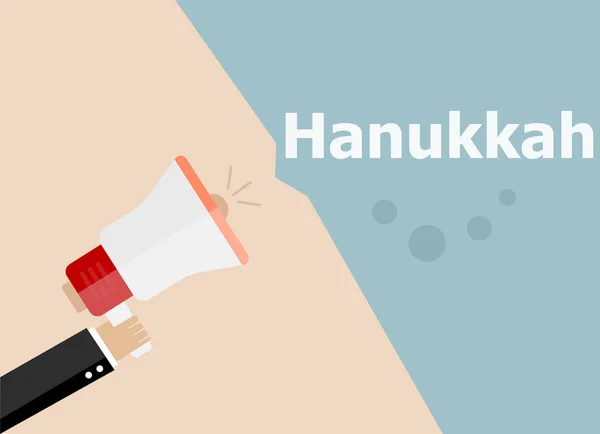 Conceito de ilustração de negócios de design plano. Homem de negócios de marketing digital Hanukkah segurando megafone para banners de site e promoção . — Fotografia de Stock