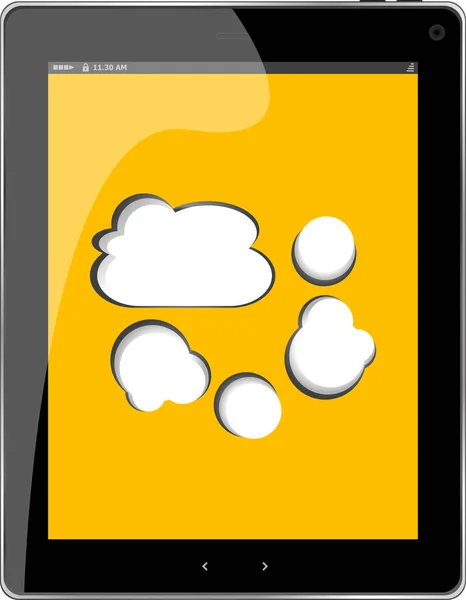 Cloud-Computing-Verbindung auf dem digitalen Tablet-PC. konzeptionelles Bild. isoliert auf weiß. — Stockfoto