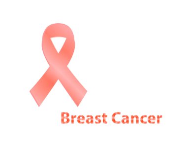 Gerçekçi pembe kurdele, meme kanseri bilinçlendirme sembol, üzerinde beyaz izole.