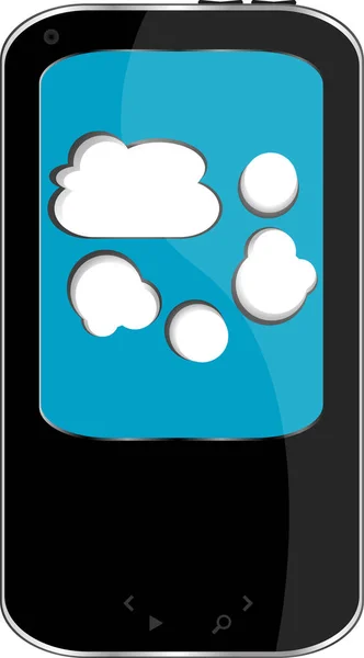 Mobile phone with a cloudy sky on the screen. 3d image — Stock Photo, Image