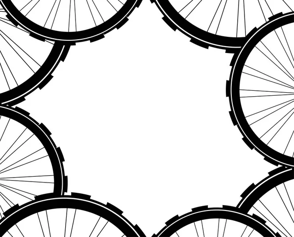 รูปแบบพื้นหลังล้อจักรยาน รูปแบบของล้อจักรยาน ล้อจักรยานที่มียางและโฆษณา — ภาพถ่ายสต็อก