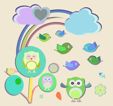 baykuş, kuş ve ağaç arka plan