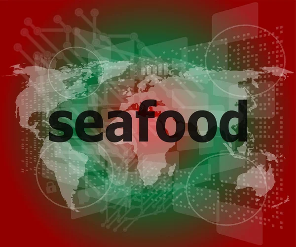 Seafood word on a virtual digital background — Stock Photo, Image