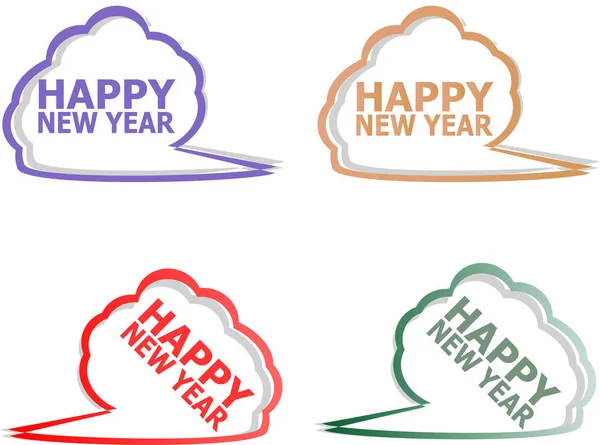 Happy New Year stickers set isolated on white — Stock Photo, Image