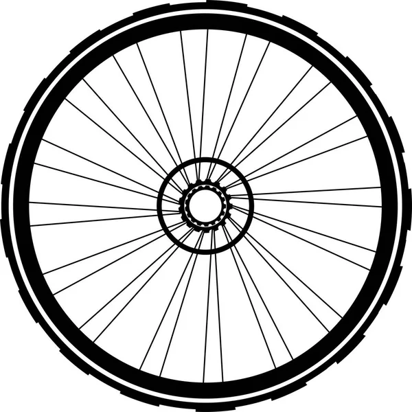 Bike wheel black silhouette. bicycle wheels with tyre and spokes. isolated on white — Stock Photo, Image