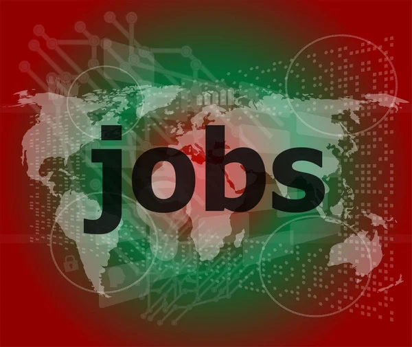 La palabra puestos de trabajo en pantalla digital, concepto social — Foto de Stock