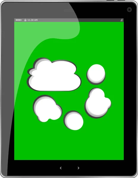 Connexion Cloud Computing sur la tablette numérique pc. Image conceptuelle. Isolé sur blanc . — Photo