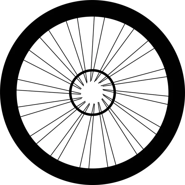 자전거 바퀴의 실루엣입니다. 자전거 바퀴 타이어와 스포크입니다. 흰색 절연 — 스톡 사진