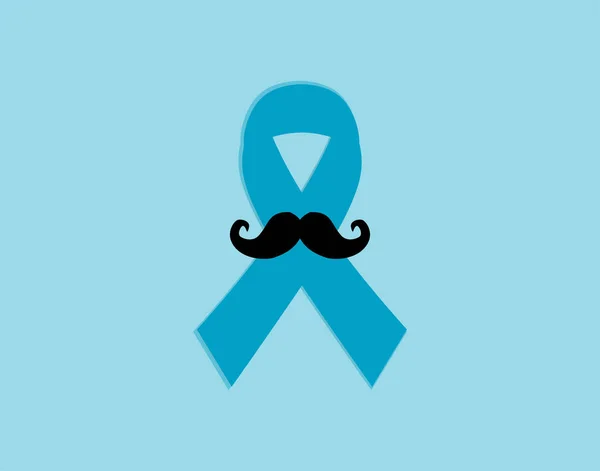 Conciencia de la cinta de cáncer de próstata en el fondo azul. Cinta azul claro con bigote. Enfermedad de Graves —  Fotos de Stock