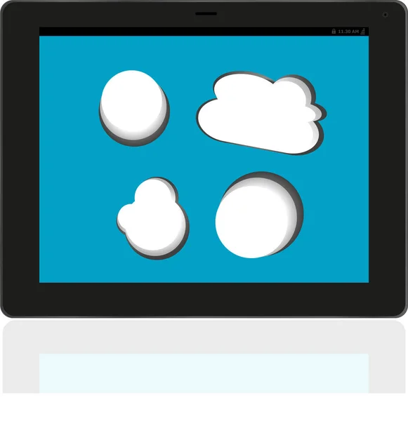 Siyah tablet pc, sosyal ağ kavramı üzerinde konuşma balonu — Stok fotoğraf