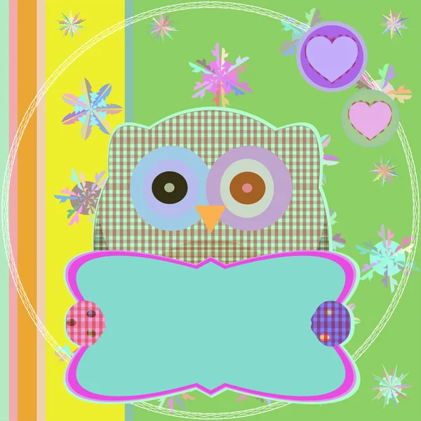 Flower and textile owl vector illustration — Stock Photo, Image