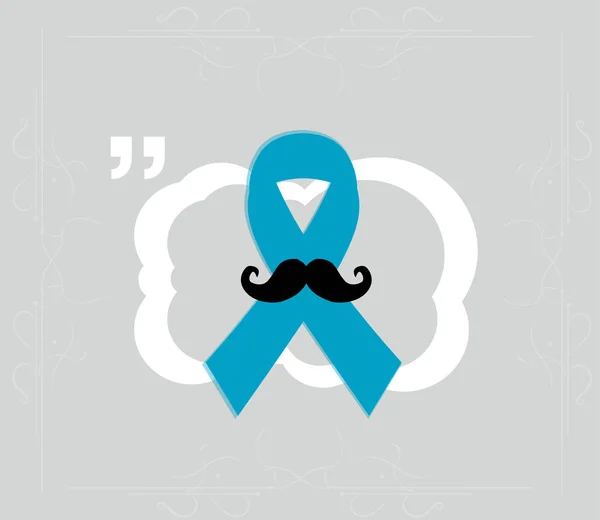 Consciência da fita de câncer de próstata em fundo cinza. Fita azul clara com bigode. Doença de Graves — Fotografia de Stock