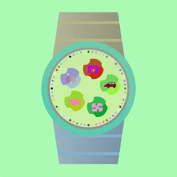 Relógio inteligente com ícones de aplicativos — Fotografia de Stock