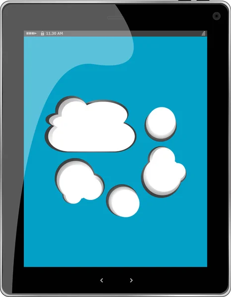 Cloud-Computing-Verbindung auf dem digitalen Tablet-PC. konzeptionelles Bild. isoliert auf weiß. — Stockfoto