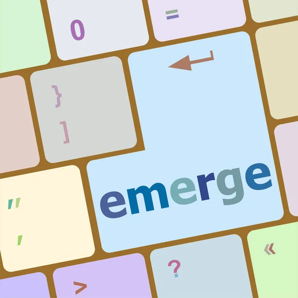 Emerge word на клавиатуре, кнопка ноутбука — стоковое фото