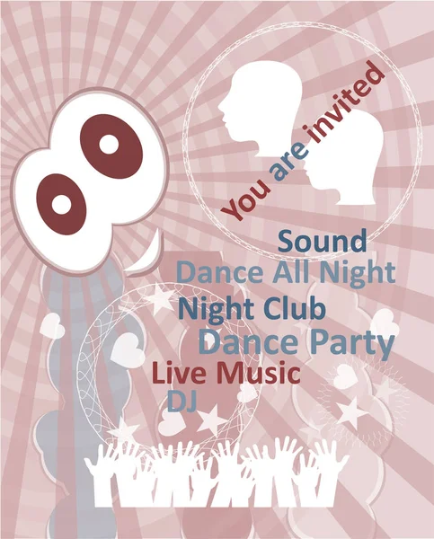 Vertical music party background with colorful graphic elements and text. — Stock Photo, Image