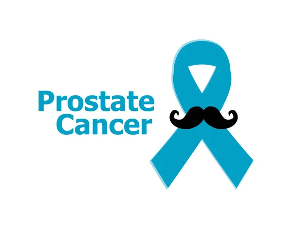Raka prostaty świadomości wstążki na białe tło. Światło niebieskie wstążki z wąsem. — Zdjęcie stockowe