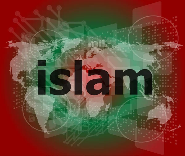 イスラム教、ハイテクの背景、デジタル ビジネスのタッチ スクリーン — ストック写真