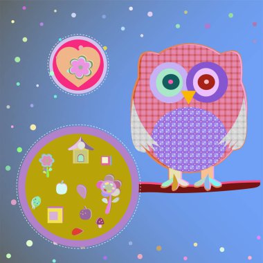 Davetiye - baykuşlar şube üzerinde oturan aşık,