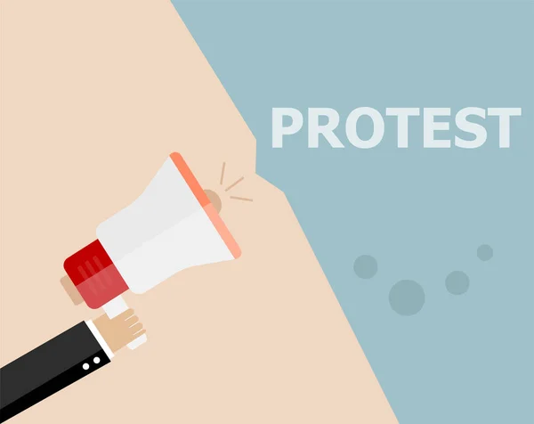 Hände, die Protestschilder und Stierhörner halten, Menschenmassen, die protestieren Hintergrund, politische, politische Krisenposter, Fäuste, Revolutionsplakat Konzept Symbol flachen Stil — Stockfoto