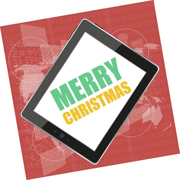 Telefon komórkowy tablet pc z Merry Christmas design na biznes cyfrowy ekran — Zdjęcie stockowe