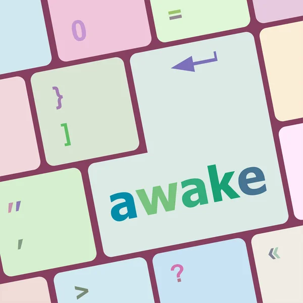 Awake word on keyboard key, notebook computer — Stock Photo, Image