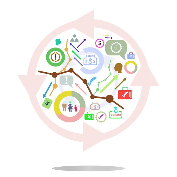 Thin-Line-Symbol mit flachem Gestaltungselement des Geschäftsdiagramms, Erfolgsstatistiken von Unternehmen, Unternehmensdaten, Marktanalyse, Kuchendiagramm, Entwicklungsaussichten. moderner Stil — Stockfoto