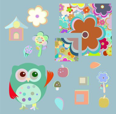 çiçek ve baykuş arka plan ile tatil desen