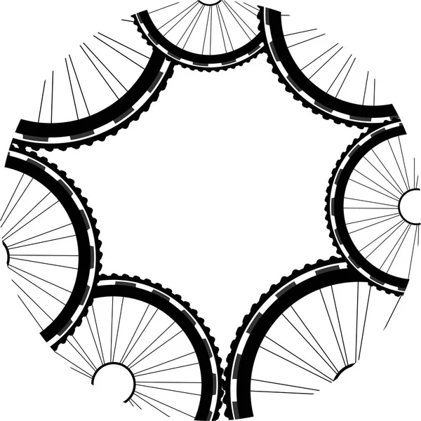 Beyaz arka plan üzerinde izole bisiklet tekerlekleri desen — Stok fotoğraf