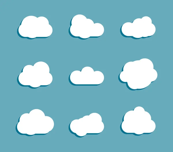 Білі хмари встановлюють колекцію на синьому фоні — стокове фото
