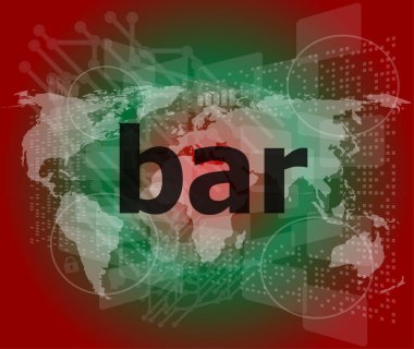 bar, yüksek teknoloji arka plan, dijital iş dokunmatik ekran