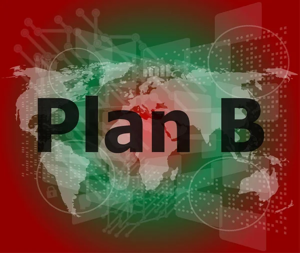 La parola piano b sullo schermo digitale, concetto di business — Foto Stock