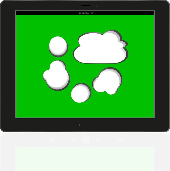 Conexión de computación en nube en la tableta digital pc. Imagen conceptual. Aislado sobre blanco —  Fotos de Stock