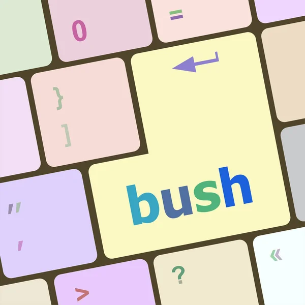 Bush icono de palabra en teclas de teclado portátil — Foto de Stock