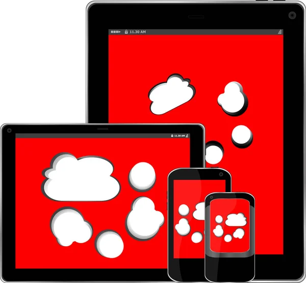 Smartphone e tablet digitale con cloud sullo schermo — Foto Stock