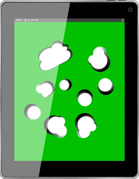 Bulut bilgi işlem bağlantı dijital tablet PC'de. kavramsal görüntü. beyaz izole — Stok fotoğraf