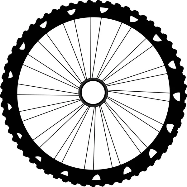 Silhueta de uma roda de bicicleta isolada em branco — Fotografia de Stock