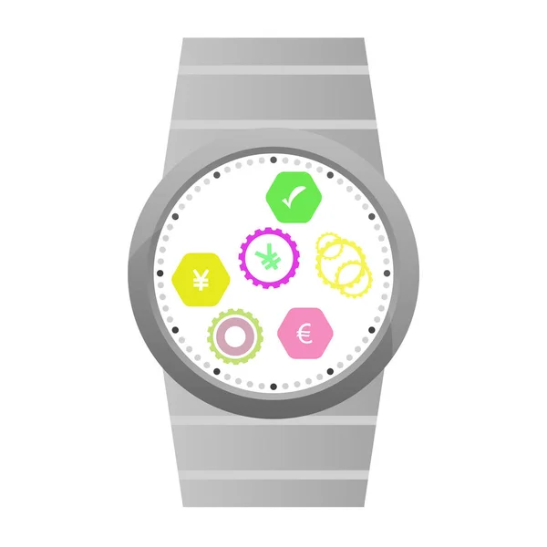 Relógio inteligente com ícones de aplicativos isolados em branco — Fotografia de Stock