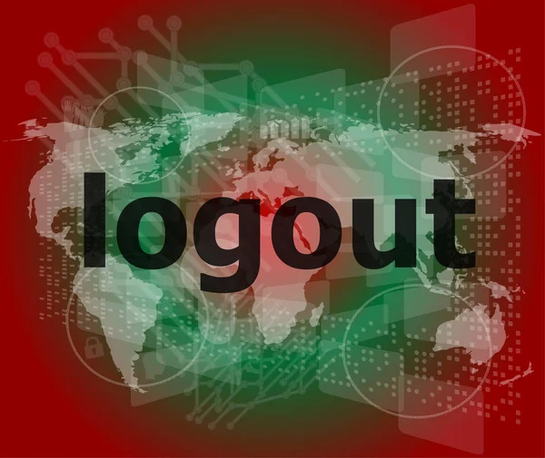Logout λέξη, hi-tech φόντο, ψηφιακή οθόνη αφής των επιχειρήσεων — Φωτογραφία Αρχείου