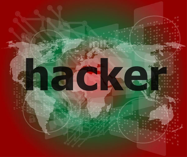 Conceito de privacidade: palavras Hacker em fundo digital — Fotografia de Stock