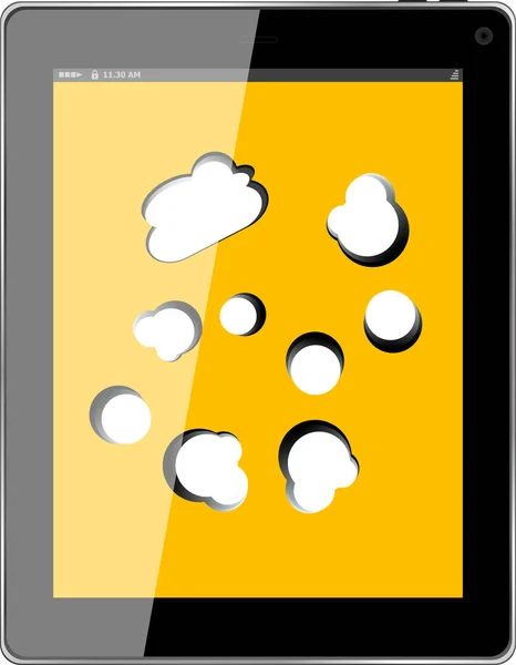 クラウド コンピューティングのデジタル タブレット pc に接続。概念的なイメージ。白で隔離されます。 — ストック写真